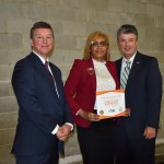 (L to R): President Bob Methvin, Velisha Ware, Attorney General Steve Marshall